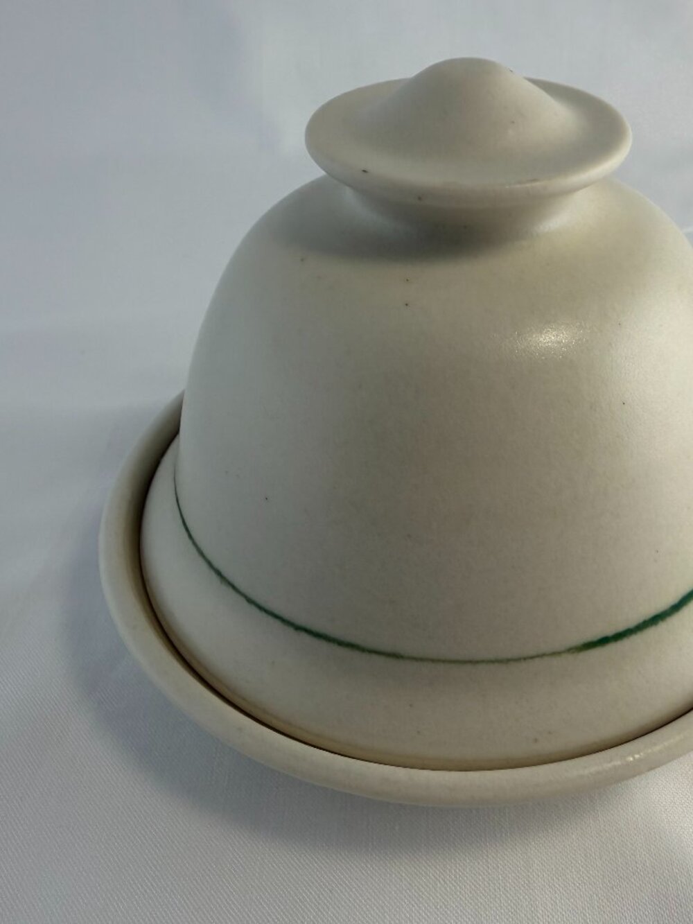 Signed Studio Art Pottery Lidded Butter Cheese Dish Handmade